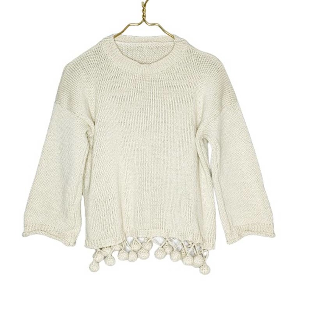 VINTAGE Boho bobble sweater cream nude chunky